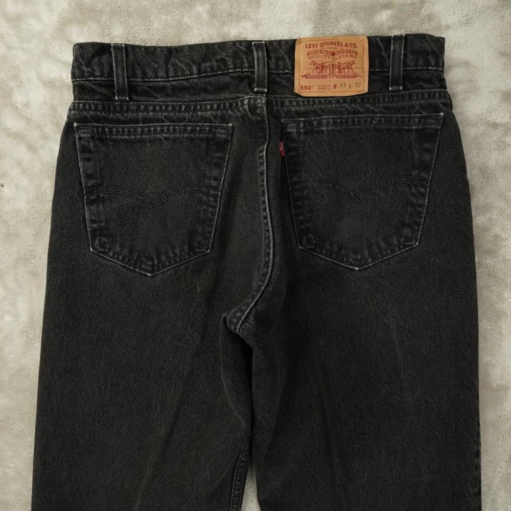 Levi's Vintage 90s 550 Relaxed Fit Tapered Leg Jeans Men's 33x32 Black USA Made